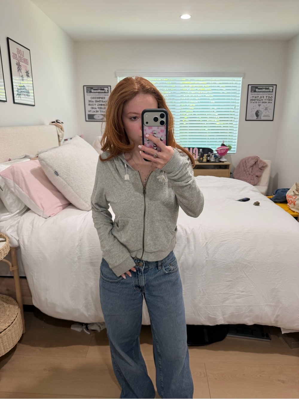 Make + Model Light Gray Zip-Up Hoodie Jacket